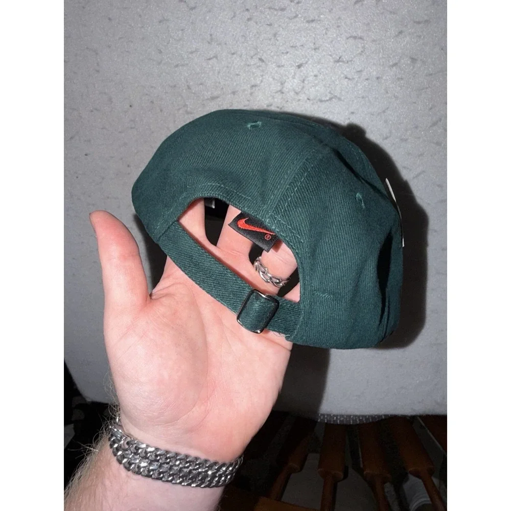 Vintage 90s Nike Swoosh Adjustable StrapBack Hat Green/Black NOS 561622-321 RARE